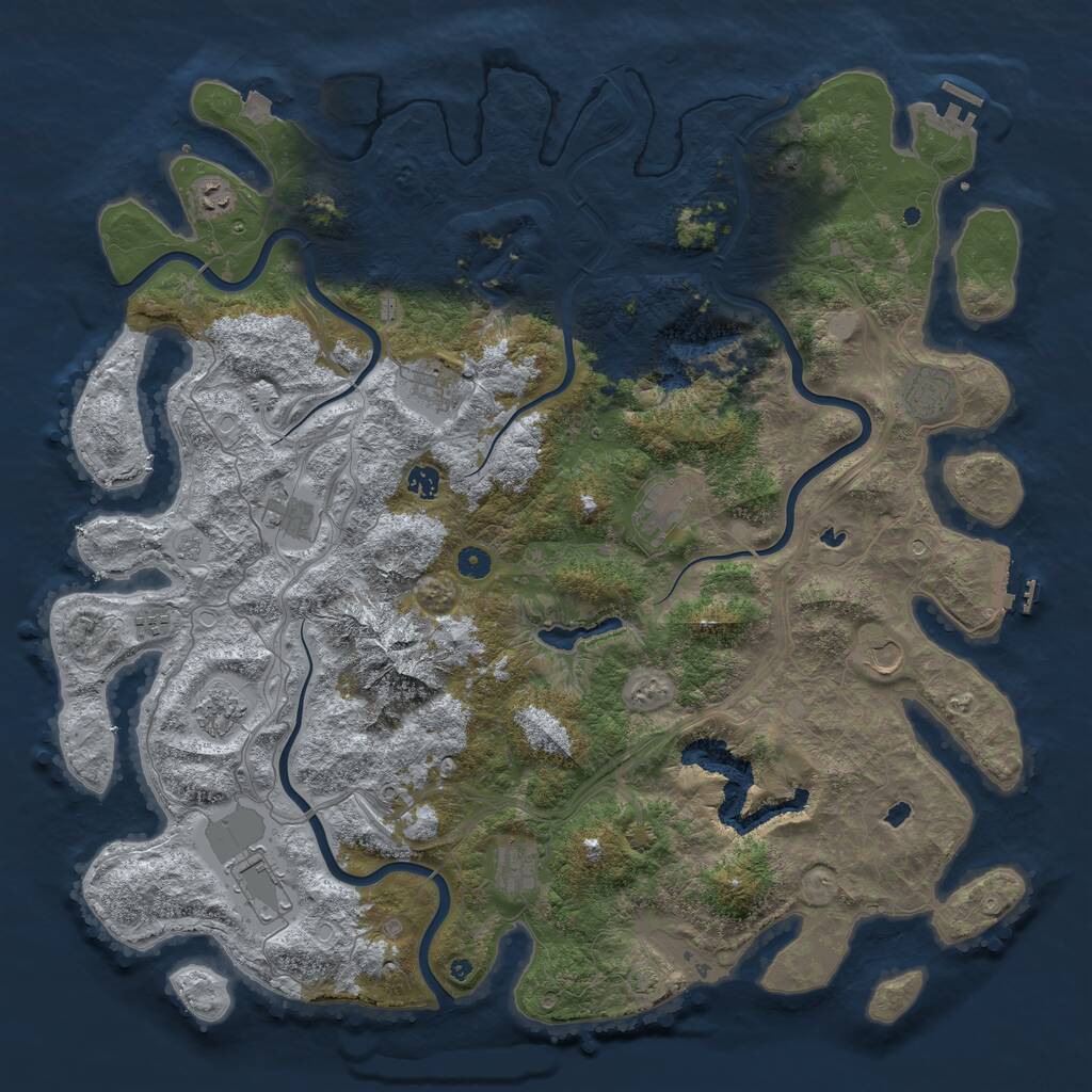 Rust Map: Procedural Map, Size: 5000, Seed: 483030603, 17 Monuments