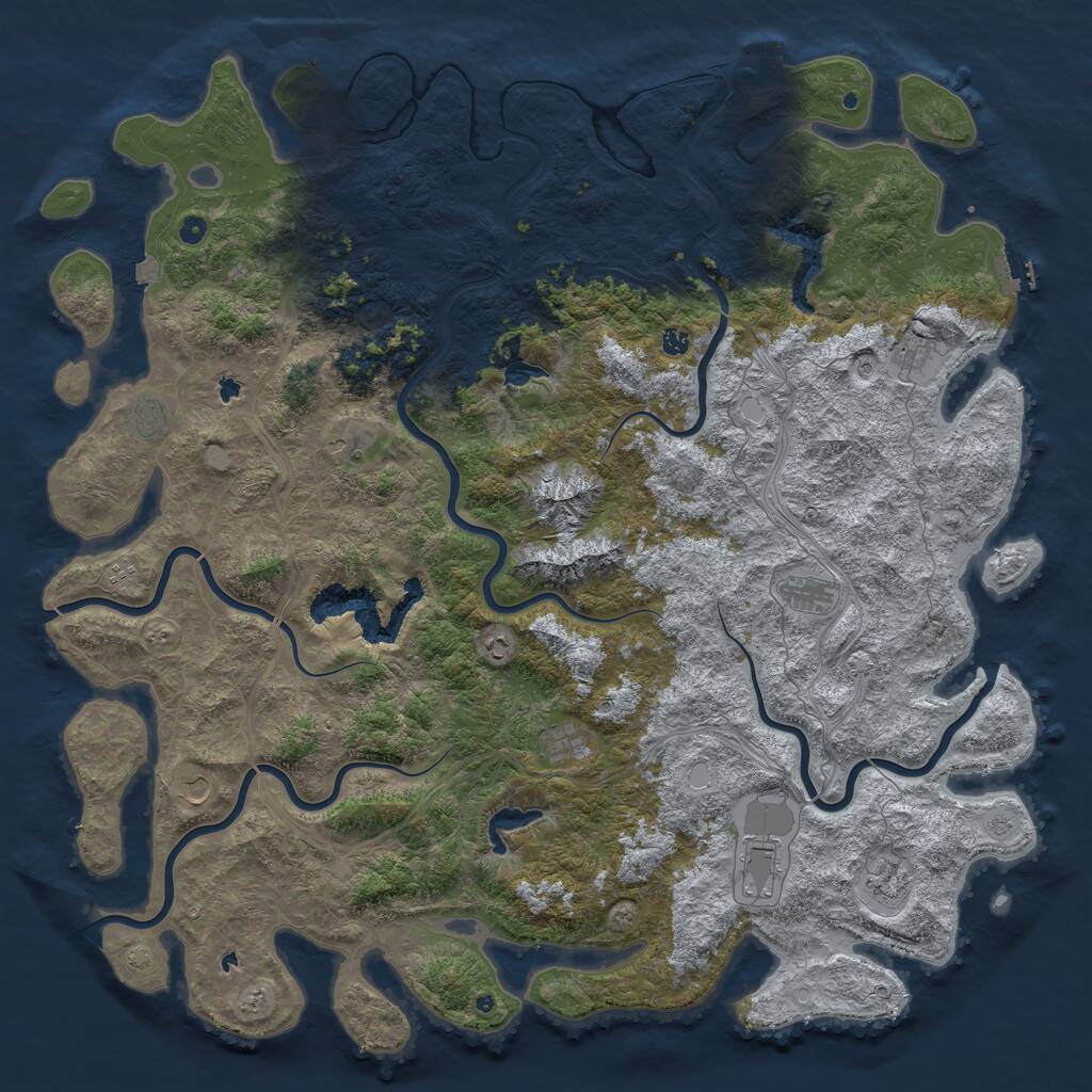 Rust Map: Procedural Map, Size: 6000, Seed: 1866574854, 17 Monuments