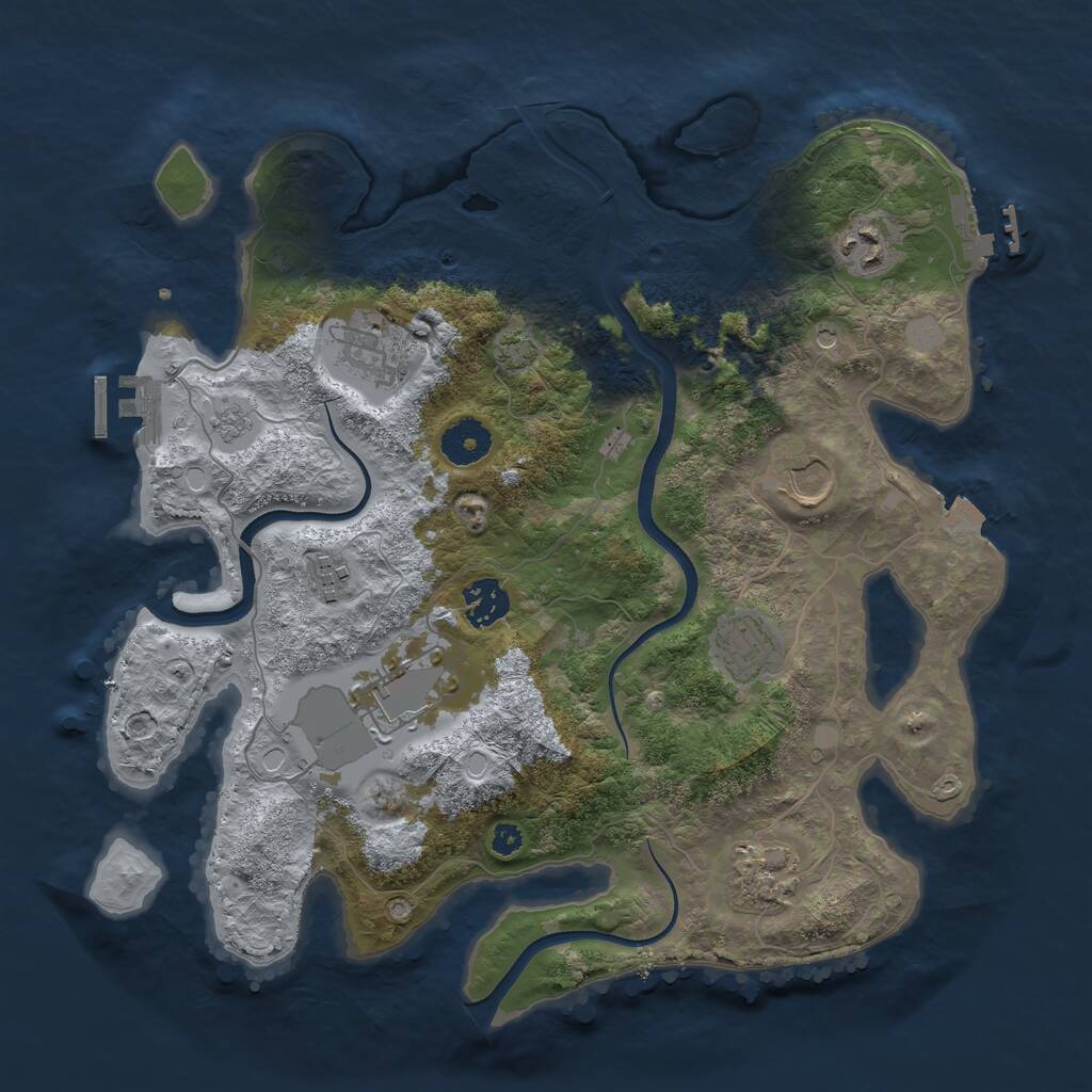 Rust Map: Procedural Map, Size: 3500, Seed: 173065661, 14 Monuments