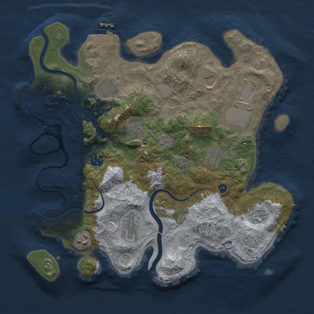 Rust Map: Procedural Map, Size: 3500, Seed: 426528673, 16 Monuments