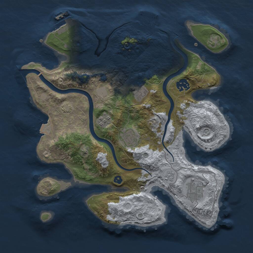Rust Map: Procedural Map, Size: 3000, Seed: 834583388, 11 Monuments