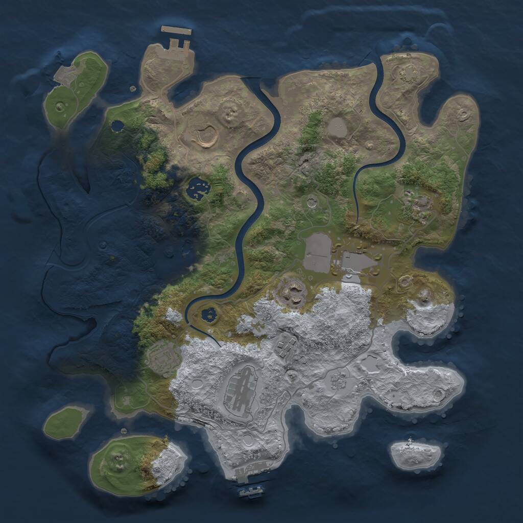 Rust Map: Procedural Map, Size: 3500, Seed: 1733013585, 15 Monuments