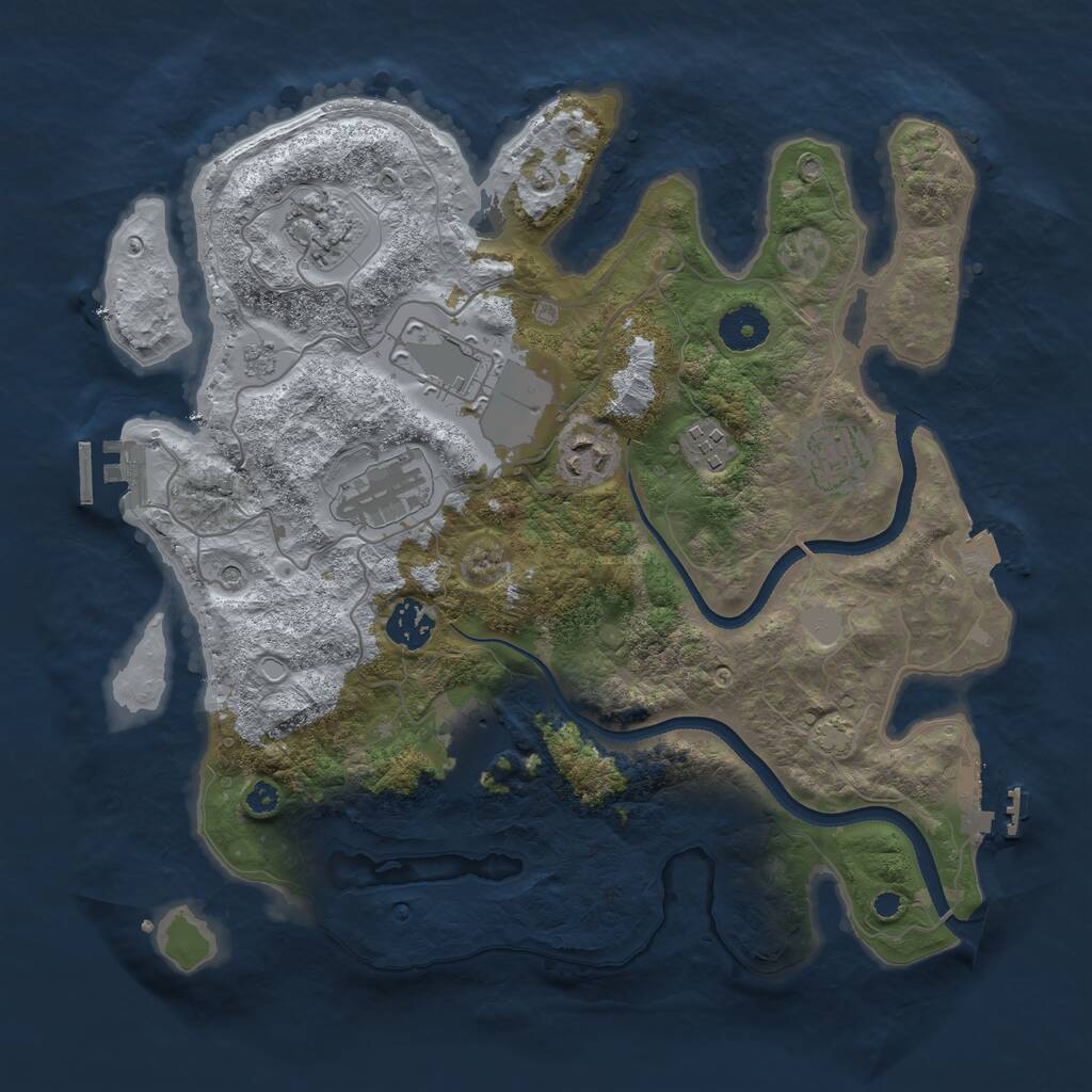 Rust Map: Procedural Map, Size: 3500, Seed: 16830553, 14 Monuments