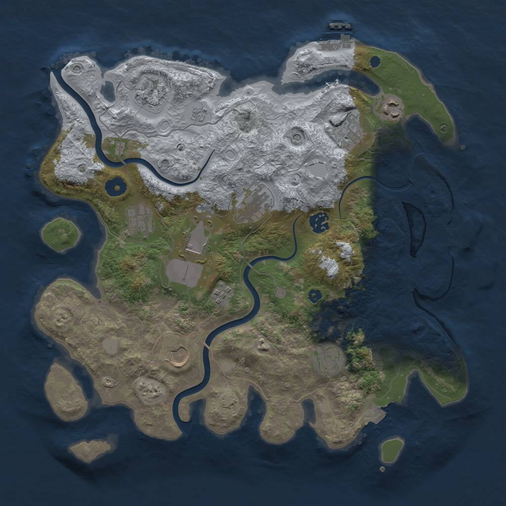 Rust Map: Procedural Map, Size: 3750, Seed: 645605, 16 Monuments