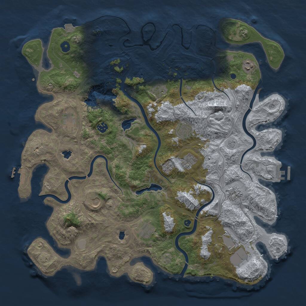 Rust Map: Procedural Map, Size: 4500, Seed: 1760108465, 17 Monuments