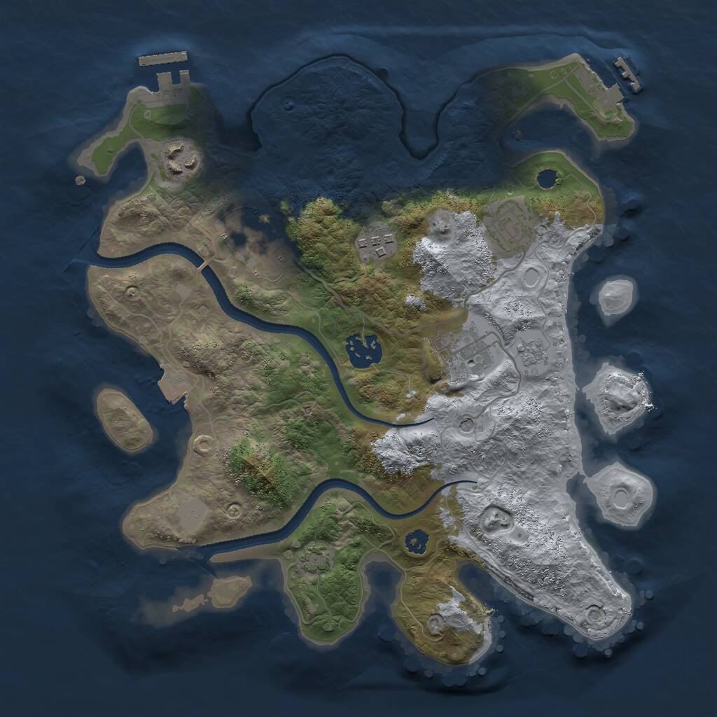 Rust Map: Procedural Map, Size: 3000, Seed: 720470, 12 Monuments