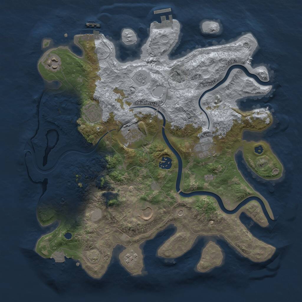 Rust Map: Procedural Map, Size: 3500, Seed: 413907114, 13 Monuments