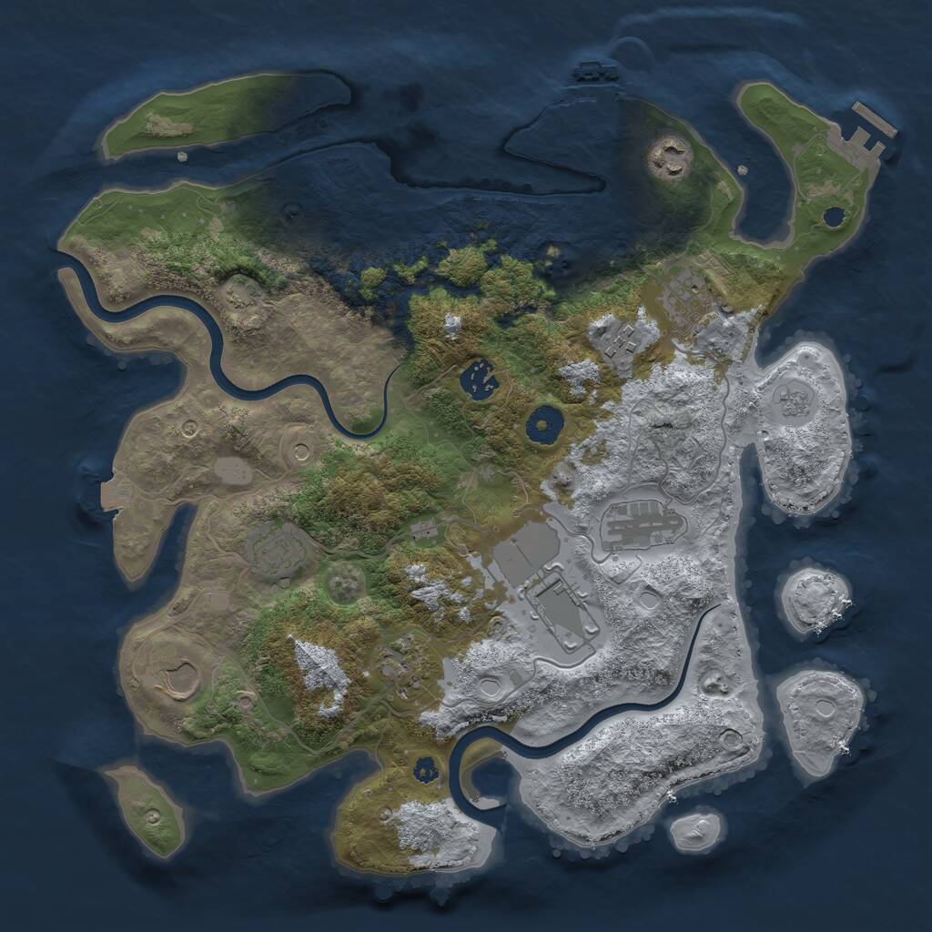 Rust Map: Procedural Map, Size: 3700, Seed: 84433900, 15 Monuments