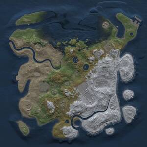 Thumbnail Rust Map: Procedural Map, Size: 3700, Seed: 84433900, 15 Monuments