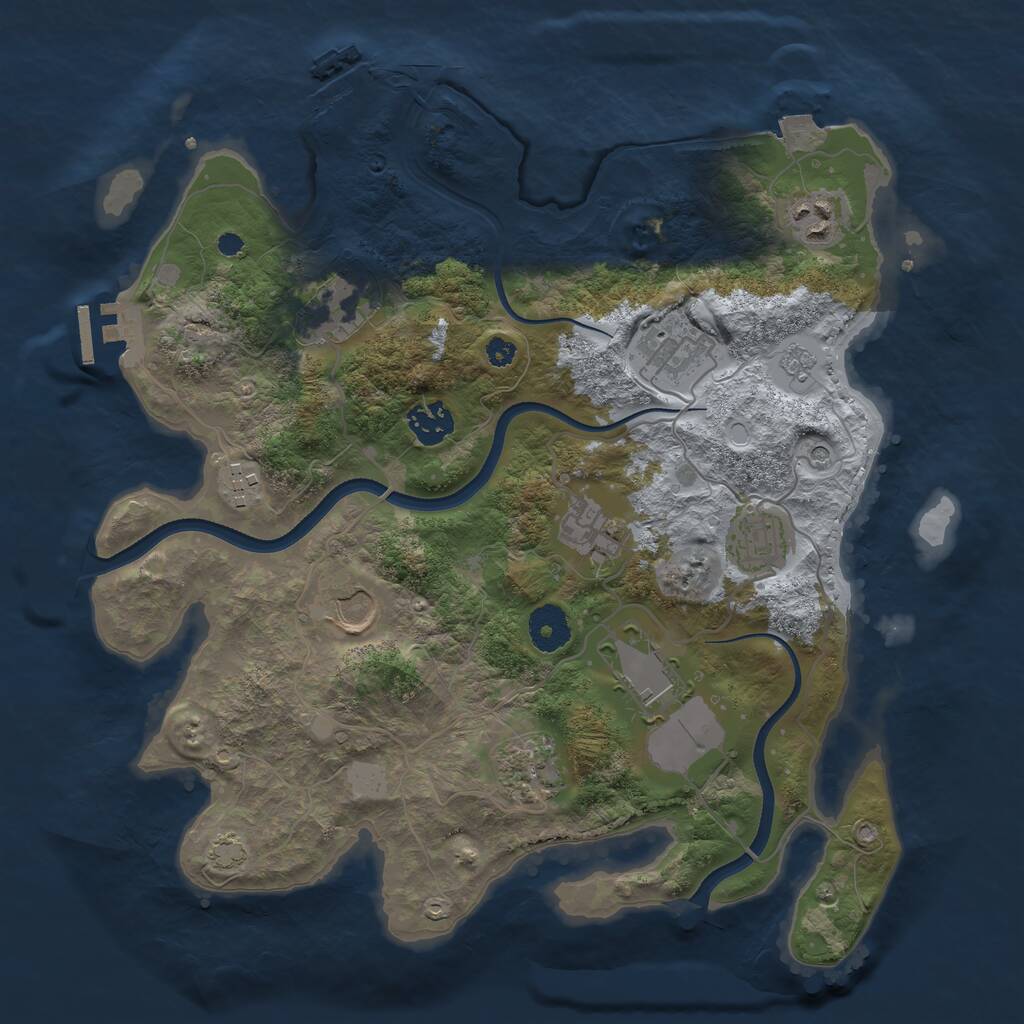 Rust Map: Procedural Map, Size: 3500, Seed: 19647943, 16 Monuments