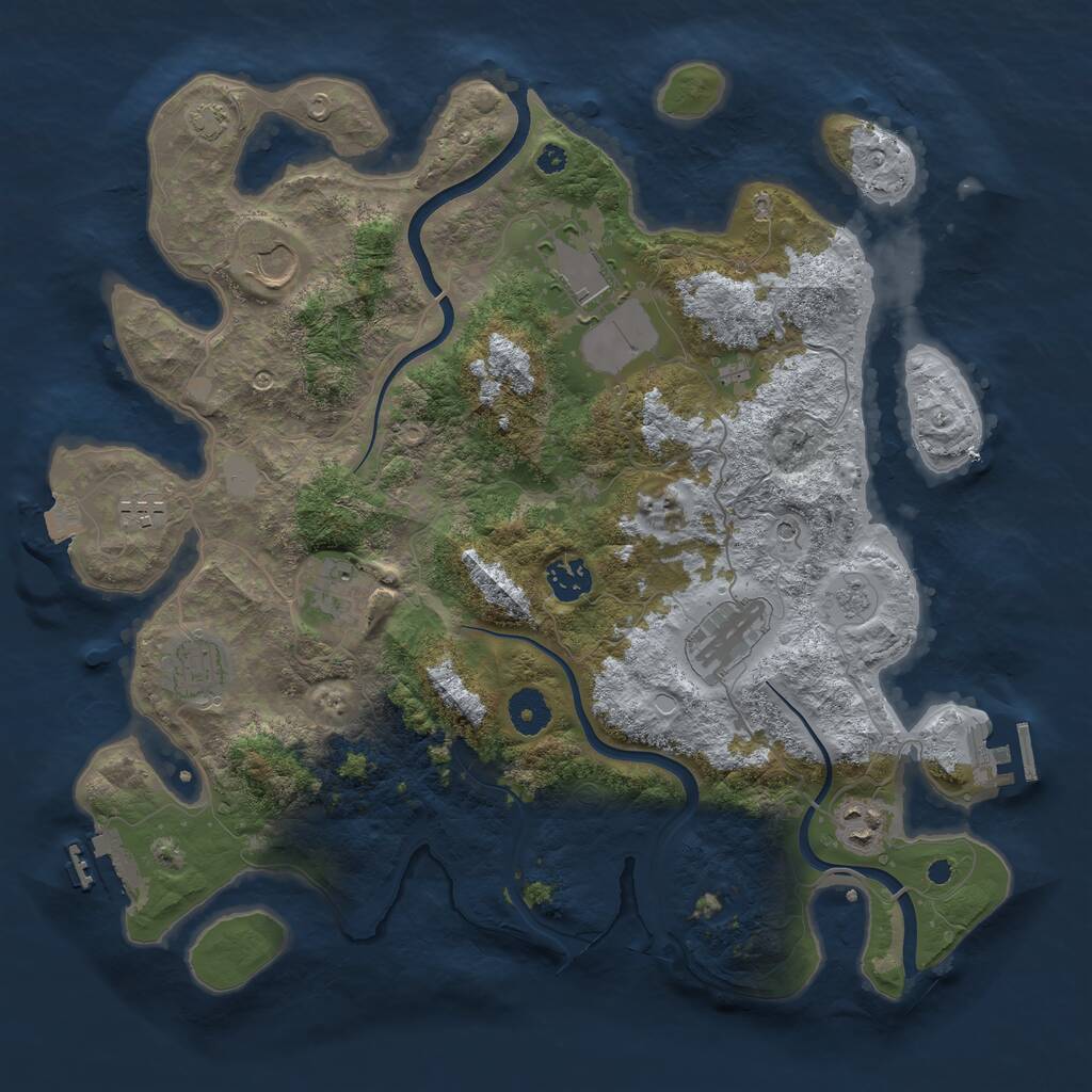 Rust Map: Procedural Map, Size: 3750, Seed: 836383, 14 Monuments