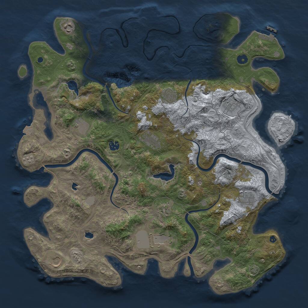 Rust Map: Procedural Map, Size: 4500, Seed: 25129933, 17 Monuments