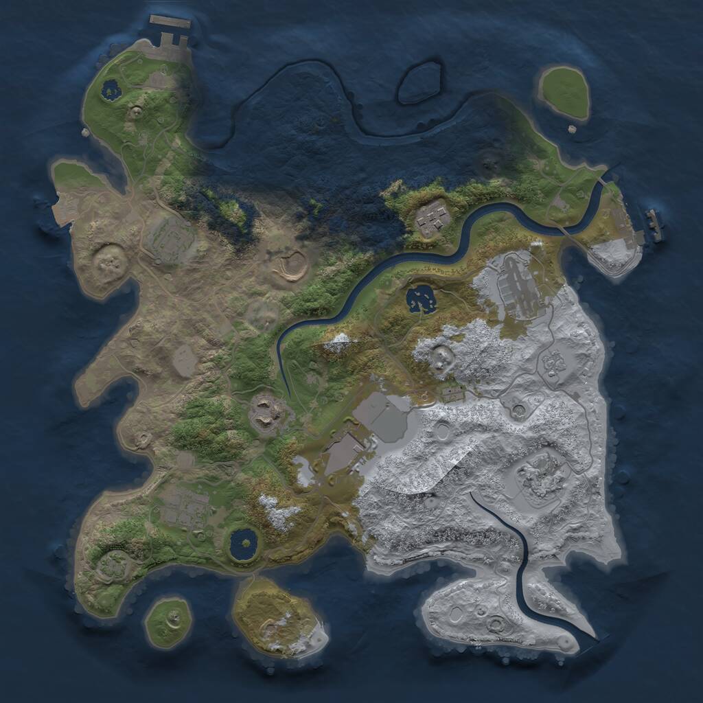 Rust Map: Procedural Map, Size: 3500, Seed: 438350828, 15 Monuments