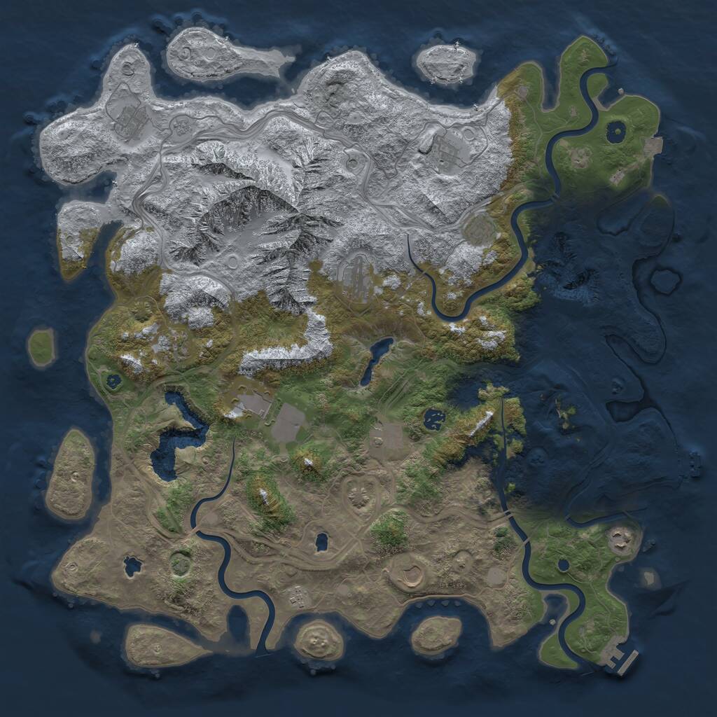 Rust Map: Procedural Map, Size: 5000, Seed: 955669, 17 Monuments
