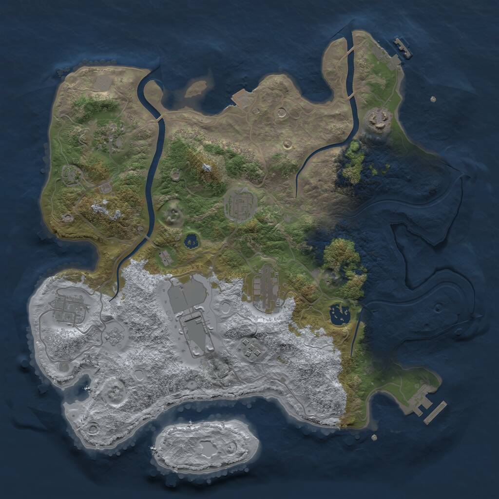 Rust Map: Procedural Map, Size: 3500, Seed: 915149, 14 Monuments