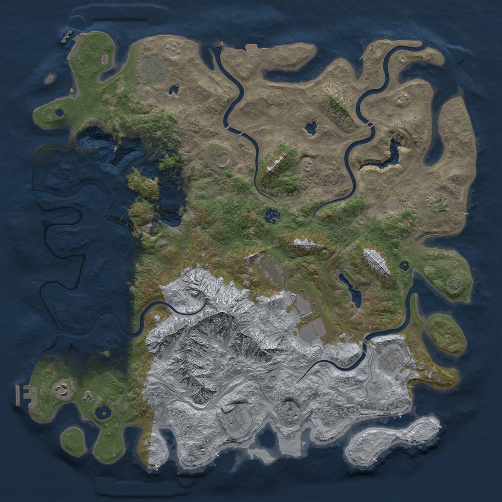 Rust Map: Procedural Map, Size: 5000, Seed: 876596, 16 Monuments