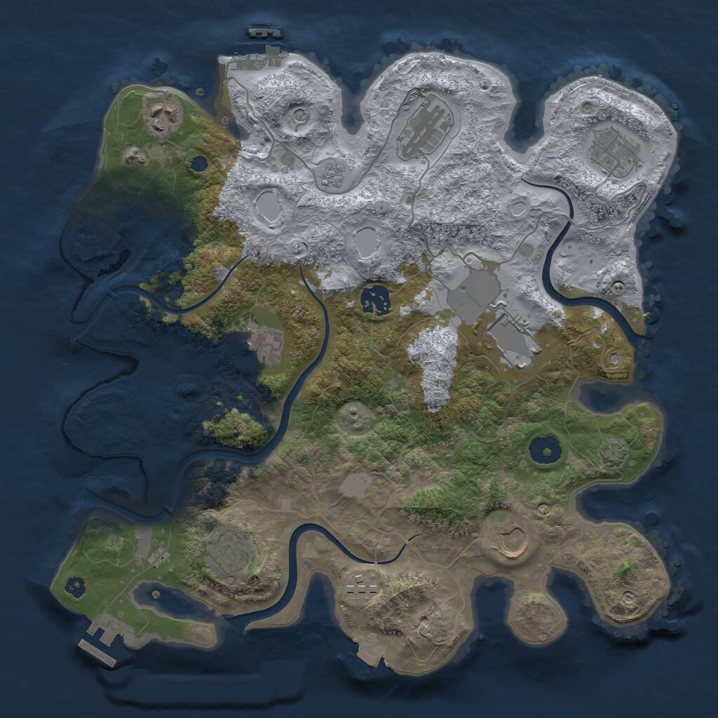 Rust Map: Procedural Map, Size: 3500, Seed: 108613, 15 Monuments