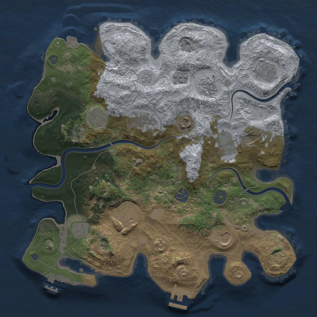 Rust Map: Procedural Map, Size: 3500, Seed: 108613, 18 Monuments
