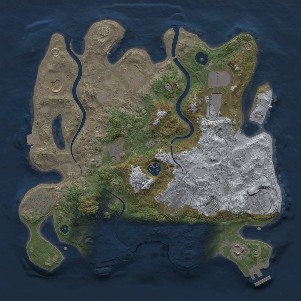 Rust Map: Procedural Map, Size: 3500, Seed: 869696737, 16 Monuments