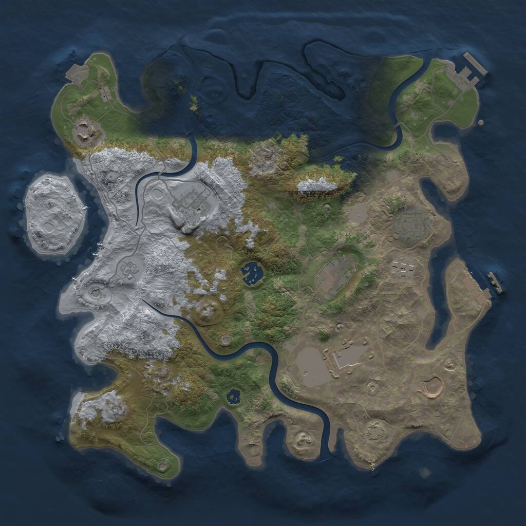 Rust Map: Procedural Map, Size: 3597, Seed: 1129891402, 15 Monuments