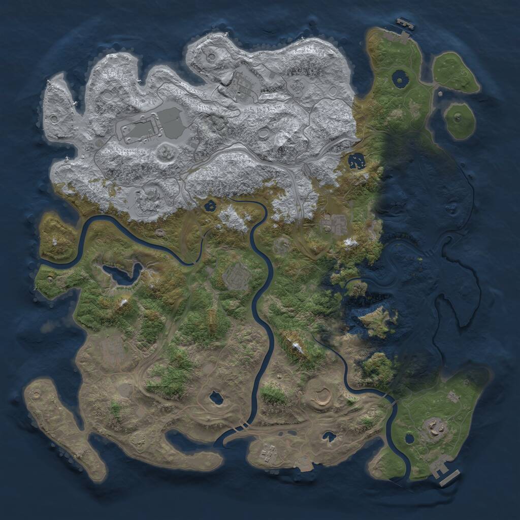 Rust Map: Procedural Map, Size: 4500, Seed: 1976791878, 16 Monuments