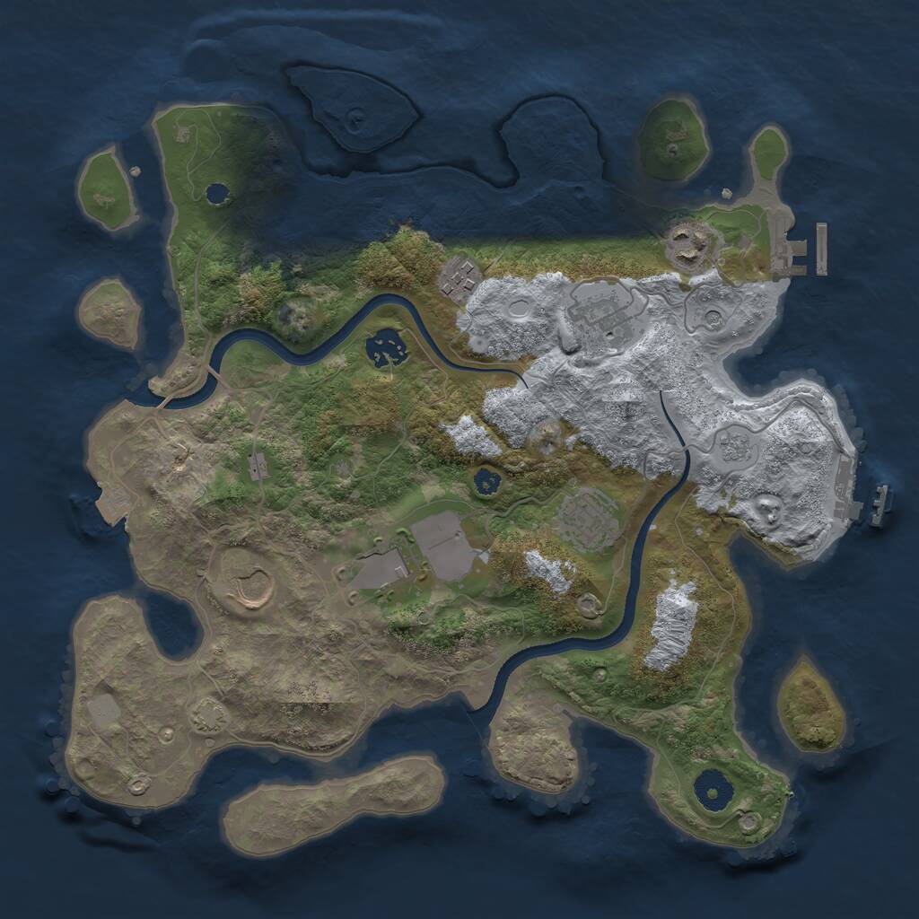 Rust Map: Procedural Map, Size: 3500, Seed: 861542, 13 Monuments
