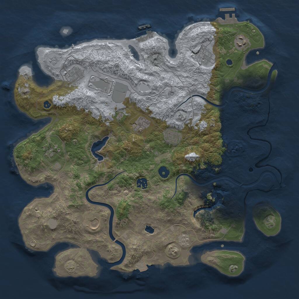 Rust Map: Procedural Map, Size: 4000, Seed: 61003, 16 Monuments