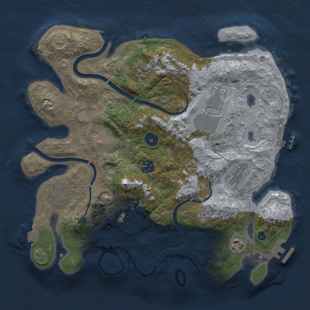 Rust Map: Procedural Map, Size: 3500, Seed: 9999999, 15 Monuments