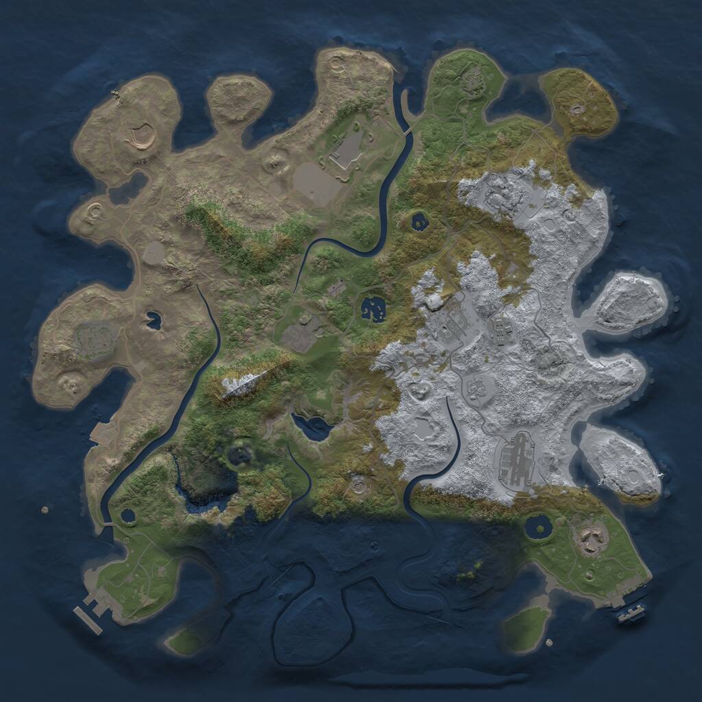 Rust Map: Procedural Map, Size: 4000, Seed: 889369251, 16 Monuments