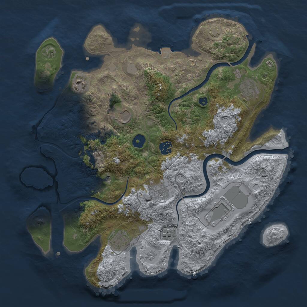 Rust Map: Procedural Map, Size: 3500, Seed: 24292236, 12 Monuments