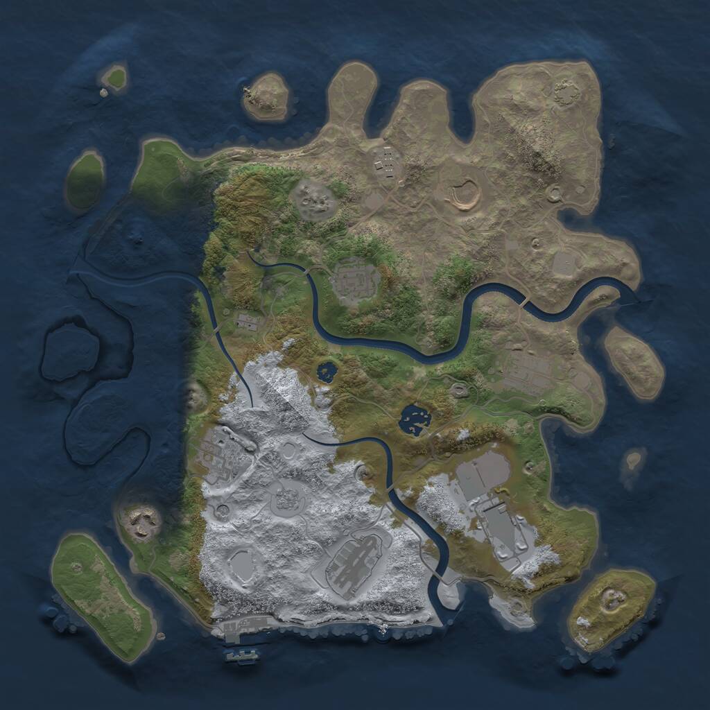 Rust Map: Procedural Map, Size: 3500, Seed: 620346, 14 Monuments
