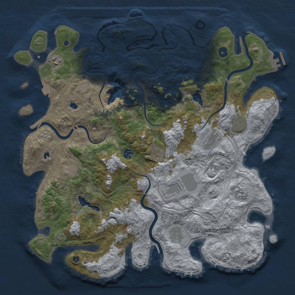 Rust Map: Procedural Map, Size: 4500, Seed: 648864, 16 Monuments