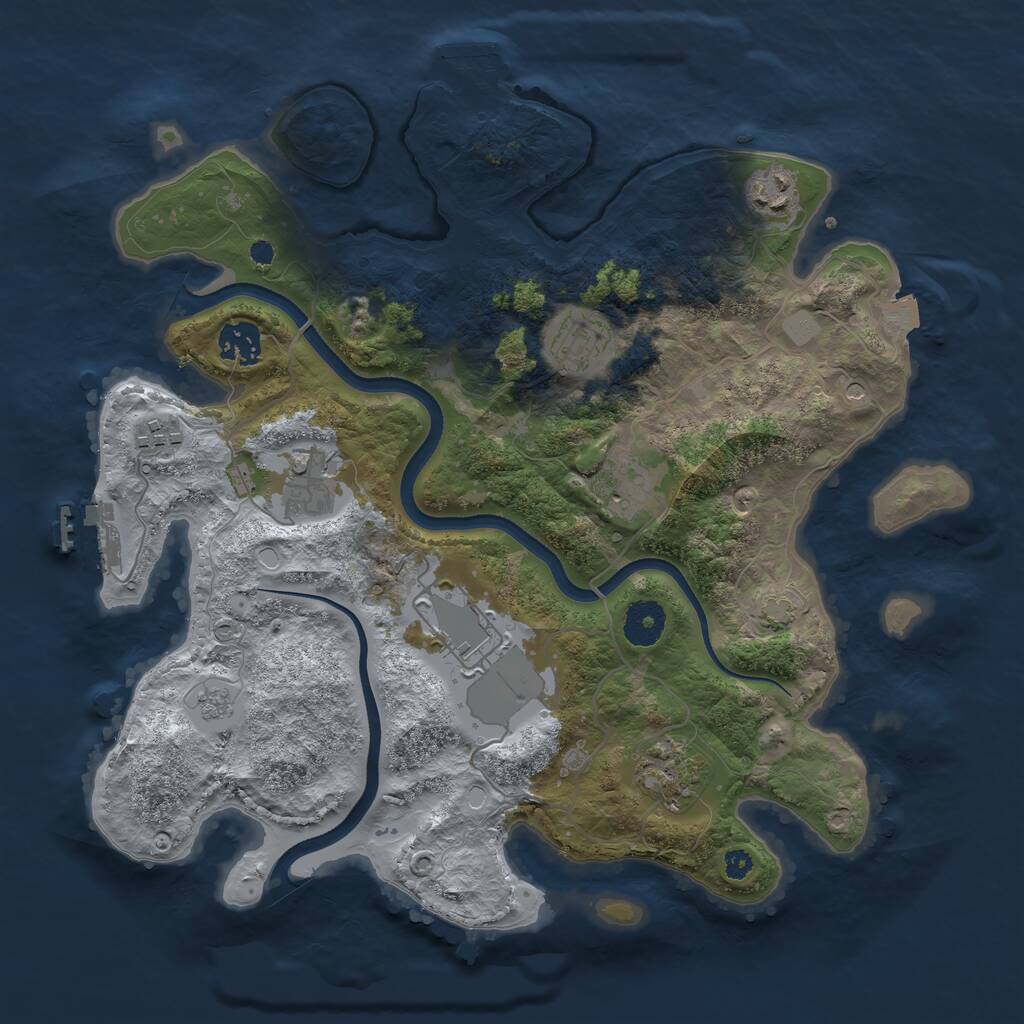 Rust Map: Procedural Map, Size: 3500, Seed: 884219, 14 Monuments