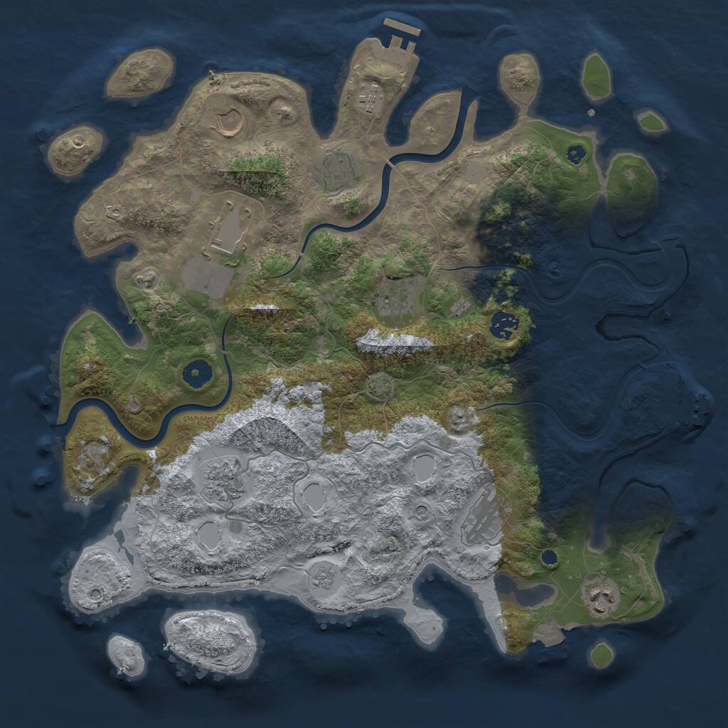 Rust Map: Procedural Map, Size: 3900, Seed: 385156617, 15 Monuments