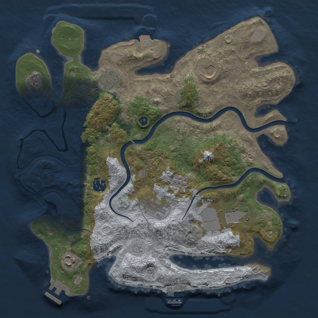 Rust Map: Procedural Map, Size: 3500, Seed: 1031865839, 13 Monuments