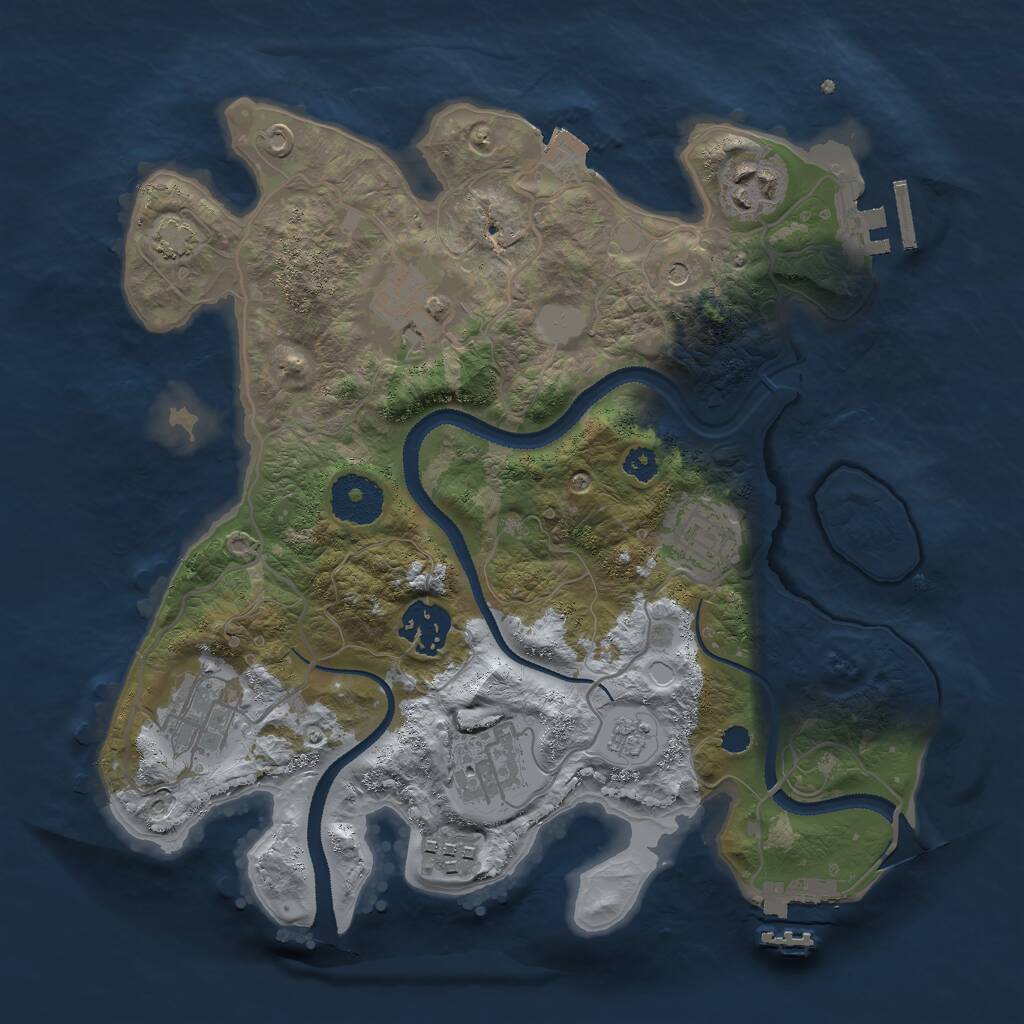 Rust Map: Procedural Map, Size: 3000, Seed: 688898, 13 Monuments