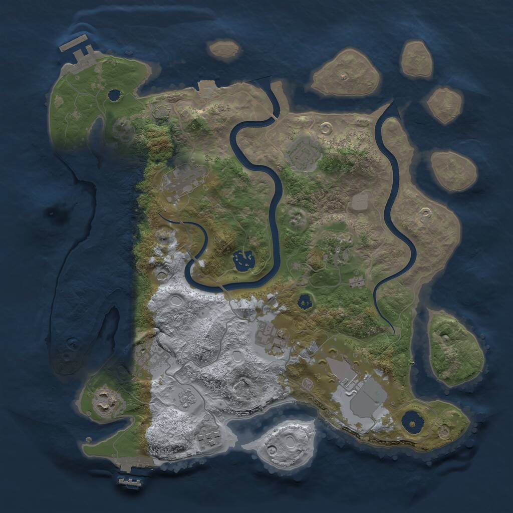 Rust Map: Procedural Map, Size: 3500, Seed: 799273, 15 Monuments
