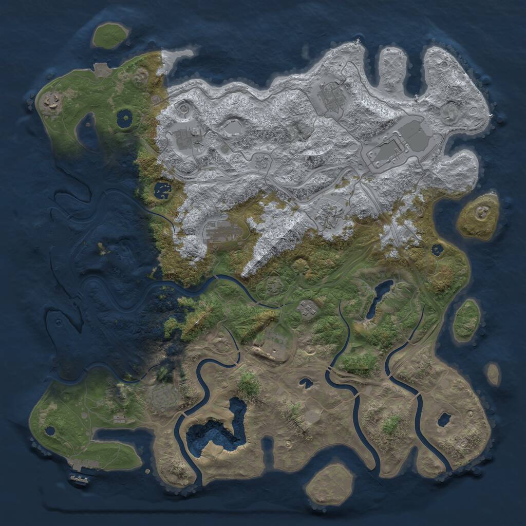 Rust Map: Procedural Map, Size: 4500, Seed: 726079, 16 Monuments