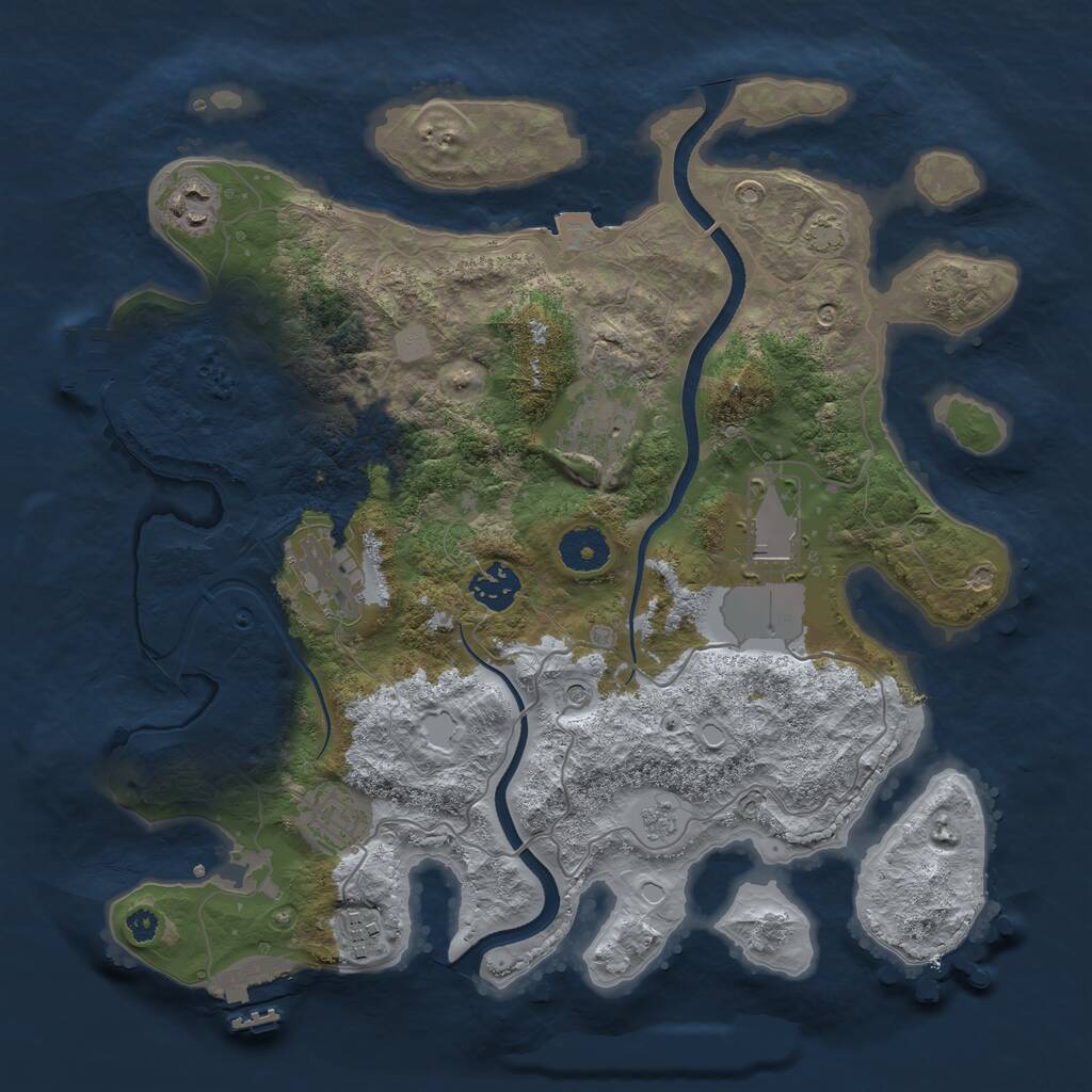 Rust Map: Procedural Map, Size: 3500, Seed: 296809082, 13 Monuments