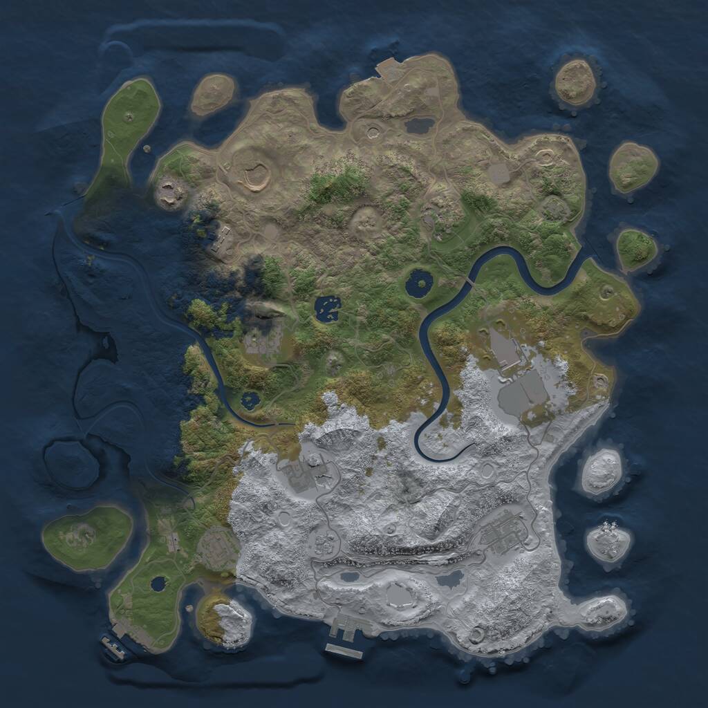Rust Map: Procedural Map, Size: 3850, Seed: 346578, 16 Monuments