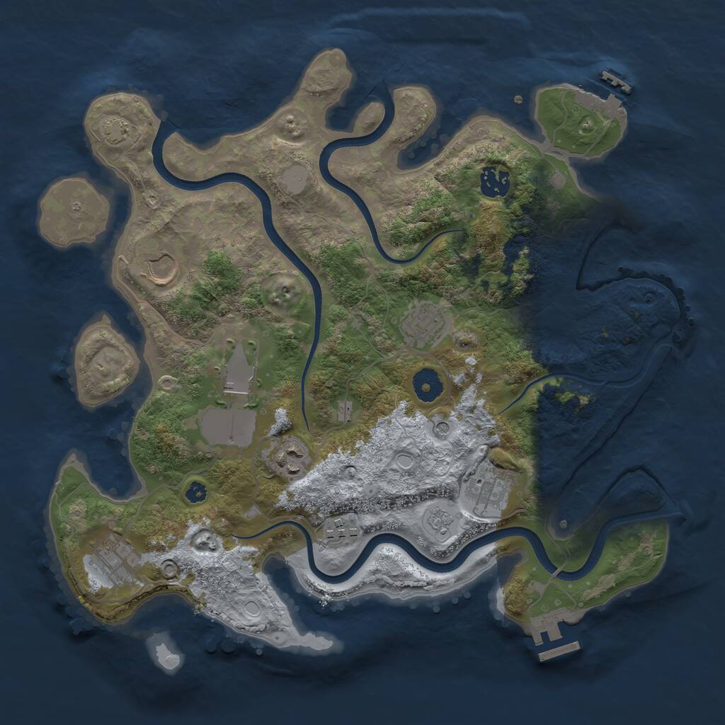 Rust Map: Procedural Map, Size: 3500, Seed: 715048, 14 Monuments