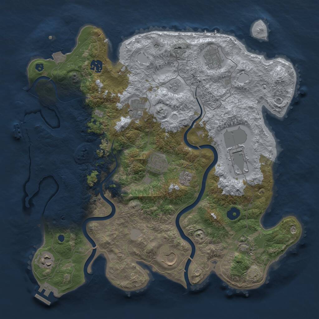 Rust Map: Procedural Map, Size: 3750, Seed: 613758, 15 Monuments
