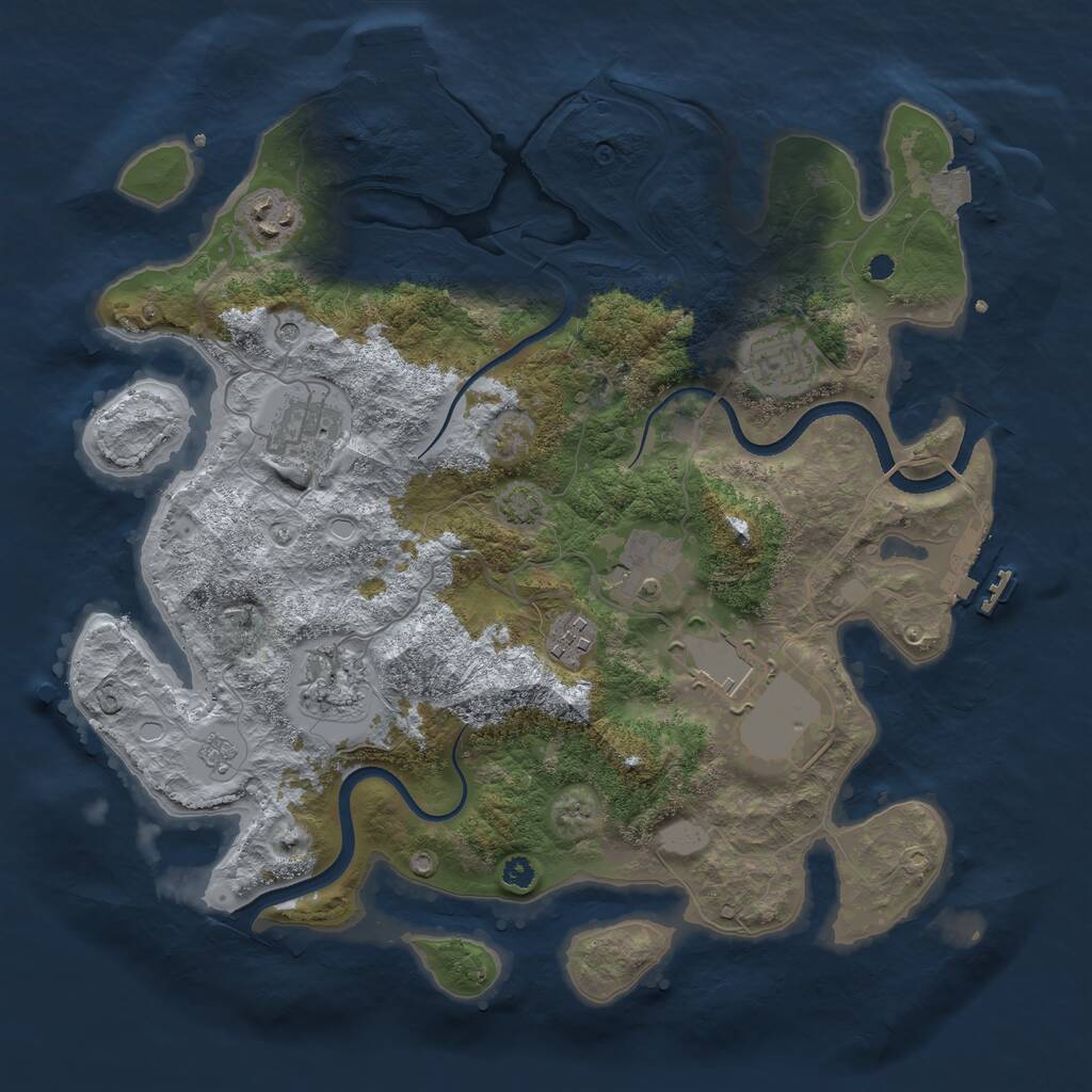 Rust Map: Procedural Map, Size: 3500, Seed: 459695, 13 Monuments