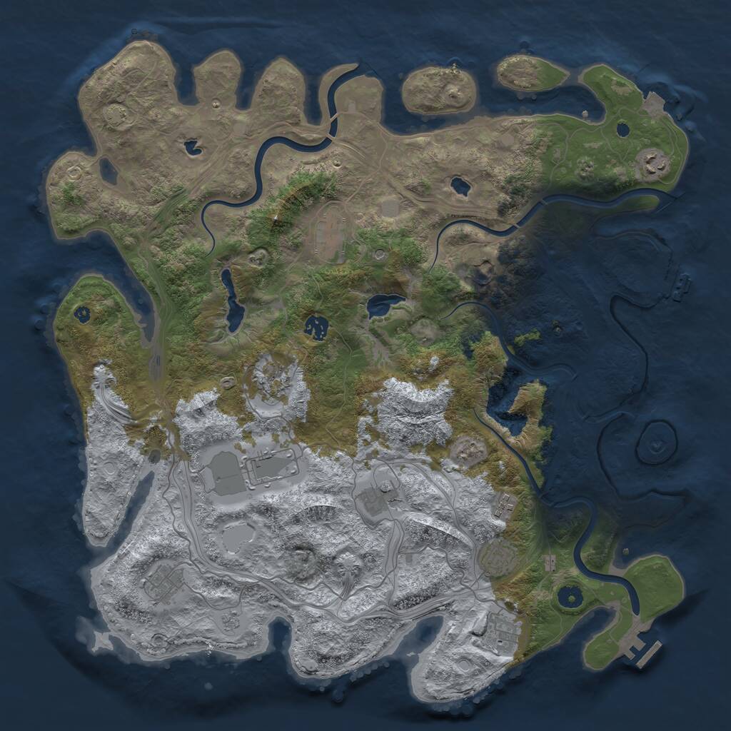Rust Map: Procedural Map, Size: 4500, Seed: 769495, 17 Monuments