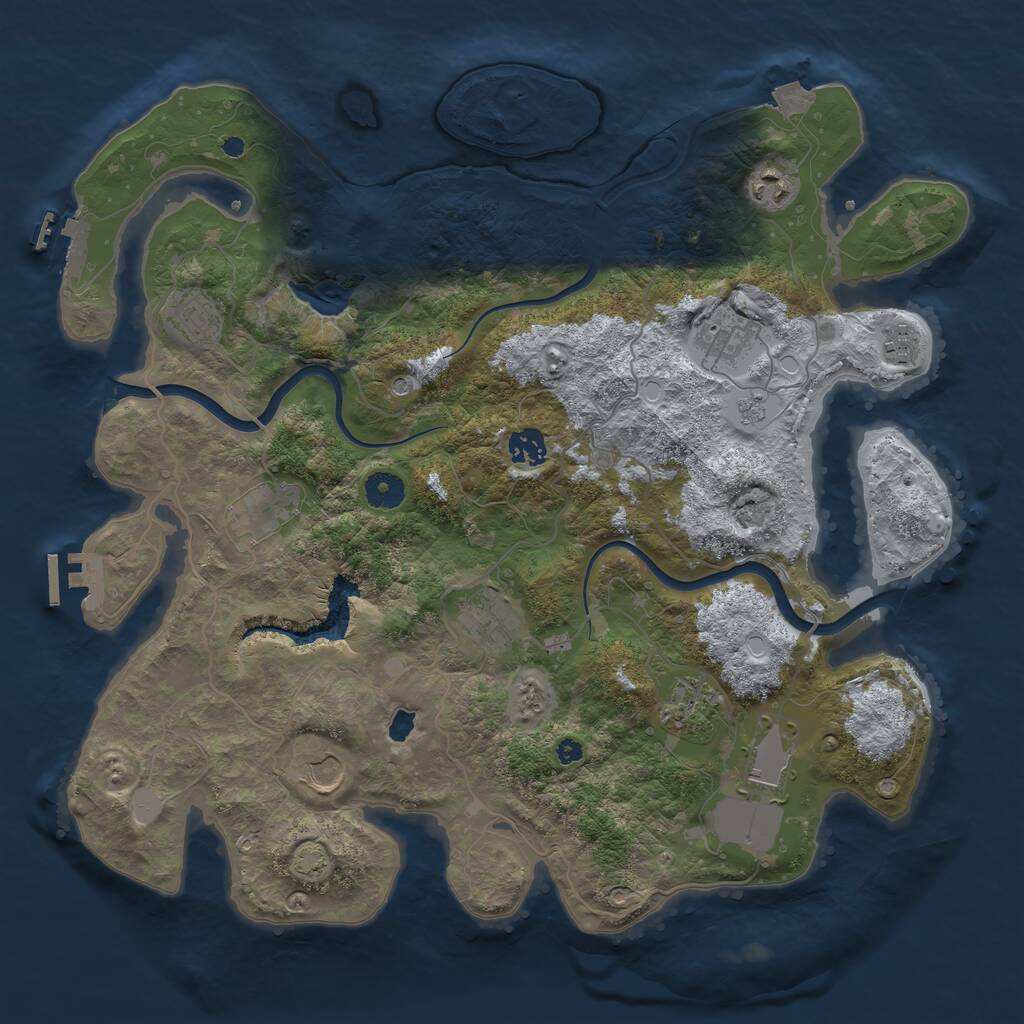 Rust Map: Procedural Map, Size: 4000, Seed: 421415, 16 Monuments