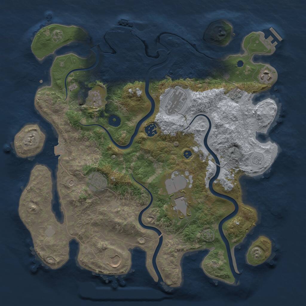 Rust Map: Procedural Map, Size: 3750, Seed: 910877, 14 Monuments