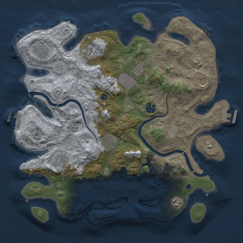 Rust Map: Procedural Map, Size: 3700, Seed: 981907749, 15 Monuments