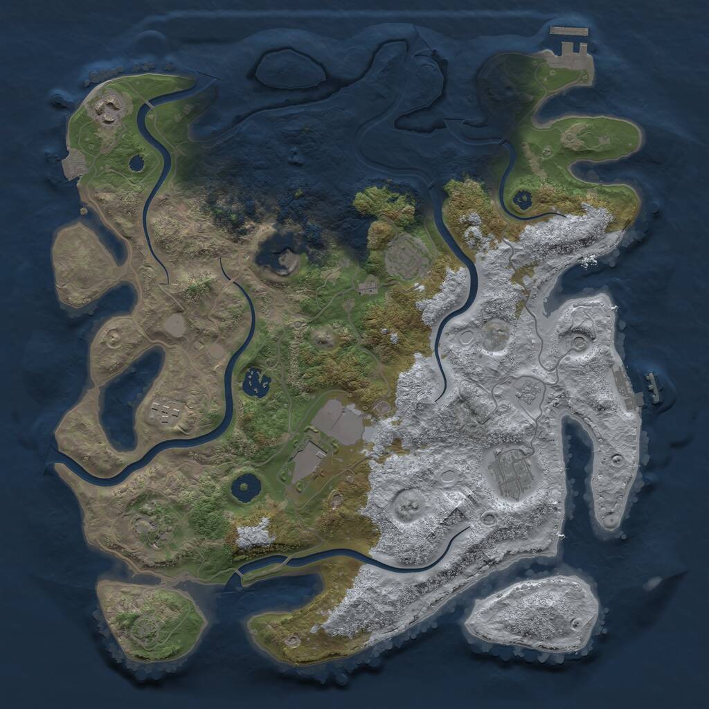 Rust Map: Procedural Map, Size: 3750, Seed: 841988, 14 Monuments