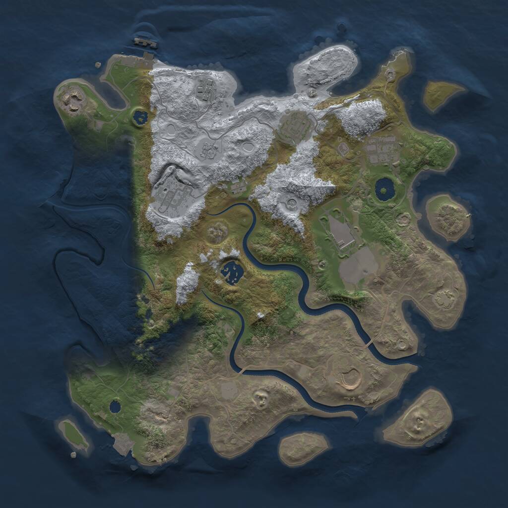 Rust Map: Procedural Map, Size: 3500, Seed: 711852776, 13 Monuments