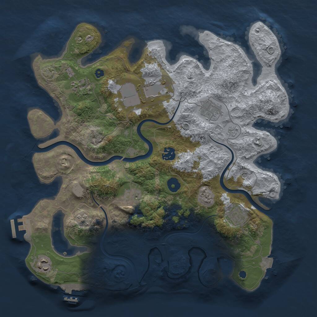 Rust Map: Procedural Map, Size: 3500, Seed: 244010930, 14 Monuments